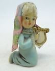Girl Figurine Singing Playing Lyre Harp Kneeling Vintage Musical Japan