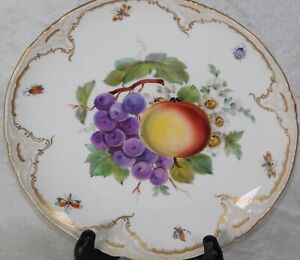 Antique 1800's Imperial Berlin KPM Porcelain Hand Painted Fruit Insect Plate 8