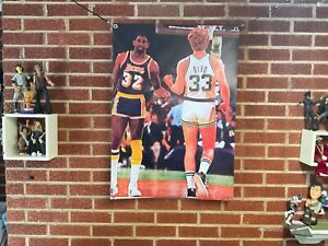New 32x22 LARRY BIRD Magic Johnson vinyl POSTER wall print Boston Celtics !