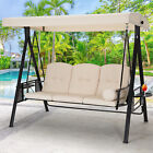 3-Person Outdoor Patio Swing Chair w/Adjustable Canopy Cover &Steel Frame 3 Type
