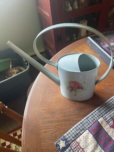 Vintage Green Watering Can 11” With Rose Decal