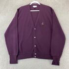 Izod Adult Large Purple Crest Knit USA Button Cardigan Vintage Sweater Mens