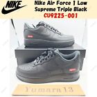 Nike Air Force 1 Low Supreme Triple Black CU9225-001 Size US 4-14 Brand New