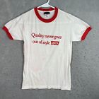 Vintage 80s Levis Quality Never Goes Out Of Style T Shirt Adult Small White Mens