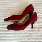 Women’s Vintage Style Red Suede MarioLuca Giusti Peep-toe Pump 8 / 38.5