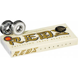 BONES CERAMIC SUPER REDS Skateboard Bearings 8-Pack 8mm Precision Competition