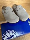 New Birkenstock Boston BS Taupe Suede Soft Leather Narrow Footbed Size 38