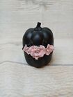New! Black Pumpkin Pink Roses Figurine Fall Halloween Decor Novelty Tier Tray