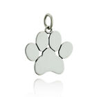 Polished Paw Print Charm 925 Sterling Silver Flat Pendant Dog Pet Lover Animal