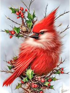 5D Cardinal Bird Diamond Painting Kits for Adults-Christmas DIY Cardinal Diamond