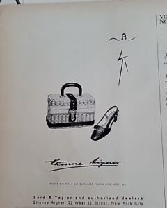 1967 Etienne Aigner Wicker Box Purse Handbag Vintage Fashion ad