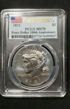 2021 Peace Silver Dollar  First Strike 100th Anniversary  PCGS MS70