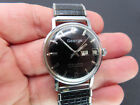 Vtg Mens George Date-o-Matic Wristwatch, Day/Date, Germany, Silver Tone, Runs