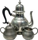 Vintage Royal Holland Pewter Tea Set Tea Pot Creamer Sugar Bowl KMD Tiel