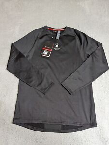 Spyder Active Shirt Mens XL Black Fleece Lined Long Sleeve Pullover Gym Logo NWT