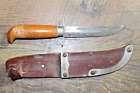 ANTIQUE HUNTING SWEDEN KNIFE K.J. ERIKSSON MORA with Leather Sheath