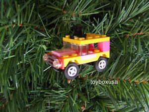 Lego Christmas Holiday Tree Ornament Car Built w/ NEW Bricks - Pink Yellow Color