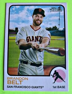 Brandon Belt 18/100 2022 Mini Topps Heritage #388 San Francisco Giants