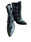 Steve Madden Comet High Heel 5 Bubbles With Studs, Black Boots Woman's Size 8.5M