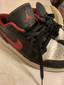 Nike Air Jordan 1 Low Mens Size 9 Black White Athletic Shoes Sneakers 553558-063