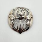 Kit Heath designer sterling silver celtic Arts Crafts style floral pin brooch