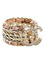 Chanel Leather CC Gold Crystal Lambskin Ring Size 6 52 Pink