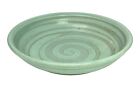 Handmade Studio Pottery Mint Green Swirl Ceramic Plate Low Bowl Matte Holiday