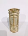 Signed Studio Pottery Vase Octagonal Beige Column Speckled Modern Bud Flower Pot