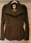 Women's Hydraulic Double Breasted Charcoal Gray Funnel Neck Peacoat Size Small
