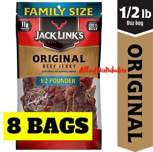 8 Count Jack Link's Original Beef Jerky 8oz Half Pounder (8 Bags) ALWAYS FRESH!