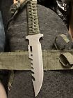 Military Throwing Style Knife With Parachute Cord Handle And Sheath