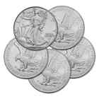 Lot of 5 - 2024 1 oz American Silver Eagle Coin BU