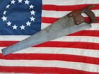 New ListingANTIQUE SIMOND HAND SAW BLADE ETCHING LARGE HORNS CARVED HANDLE, 26
