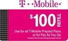T-Mobile $100 Prepaid Refill Card, Air Time Top-Up/Pin RECHARGE(Direct)
