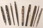 Vintage Lot of 9 Antique Fountain Pens & Mechanical Pencil Assorted Not Tested