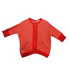 Cabi Cocoon Knit Zip Front Cardigan Grenadine Orange 3/4 Sleeves women’s Sz XS