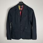 Volcom Blazer Mens Small Corpo Class Black Pinestripe Jacket Colorful Lining *