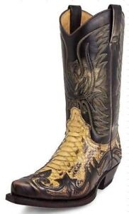 Fashion Mens Faux Leather Embroidered Mid Calf Western Cowboy Boots Shoes Size
