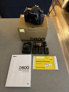 Nikon D600 24.3 MP Digital SLR Camera - Black (Body Only) With 2 Extra Batteries