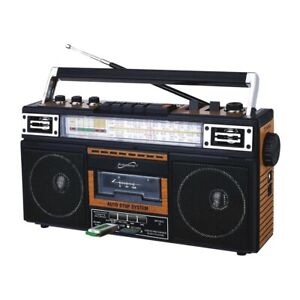 Supersonic SC-3201BT-WD 4-Band Bluetooth Radio & Cassette Player Boombox - Wood