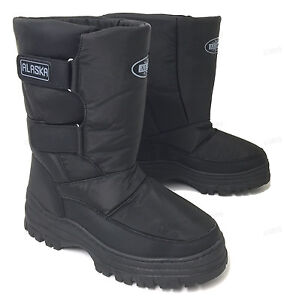 Men's Snow Boots Winter Ski Water Repellent Nylon Warm Lined Black, Sizes:7-13