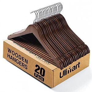 Ulimart Wooden Hangers Wood Hangers 20 Pack Coat Hangers for Closet Clothes H...
