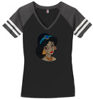 Women's Jasmine Aladdin T-Shirt Ladies Tee Shirt S-4XL Bling V-Neck