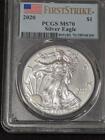 2020 First Strike American Silver Eagle $1 Coin Graded PCGS MS70