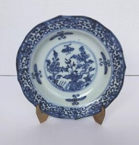 New ListingAntique Chinese Porcelain KangXi Blue & White Butterfly and Flower Plate