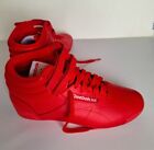 🌟 Reebok Women's Freestyle Hi High Top Sneaker Vector Red Leather Retro Size 8