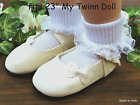 IVORY w/Side Bow MARY JANES DOLL SHOES fits 23