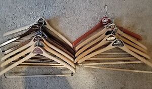 Vintage LOT 11 Curved Wood Advertising Stores Clothes Hangers
