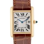 Cartier Tank Louis Yellow Gold Brown Leather Strap Mens Watch W1529756 Card