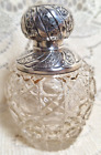 Antique English Sterling Top & Collar Cut Crystal Perfume Bottle 3 Pcs 58L
